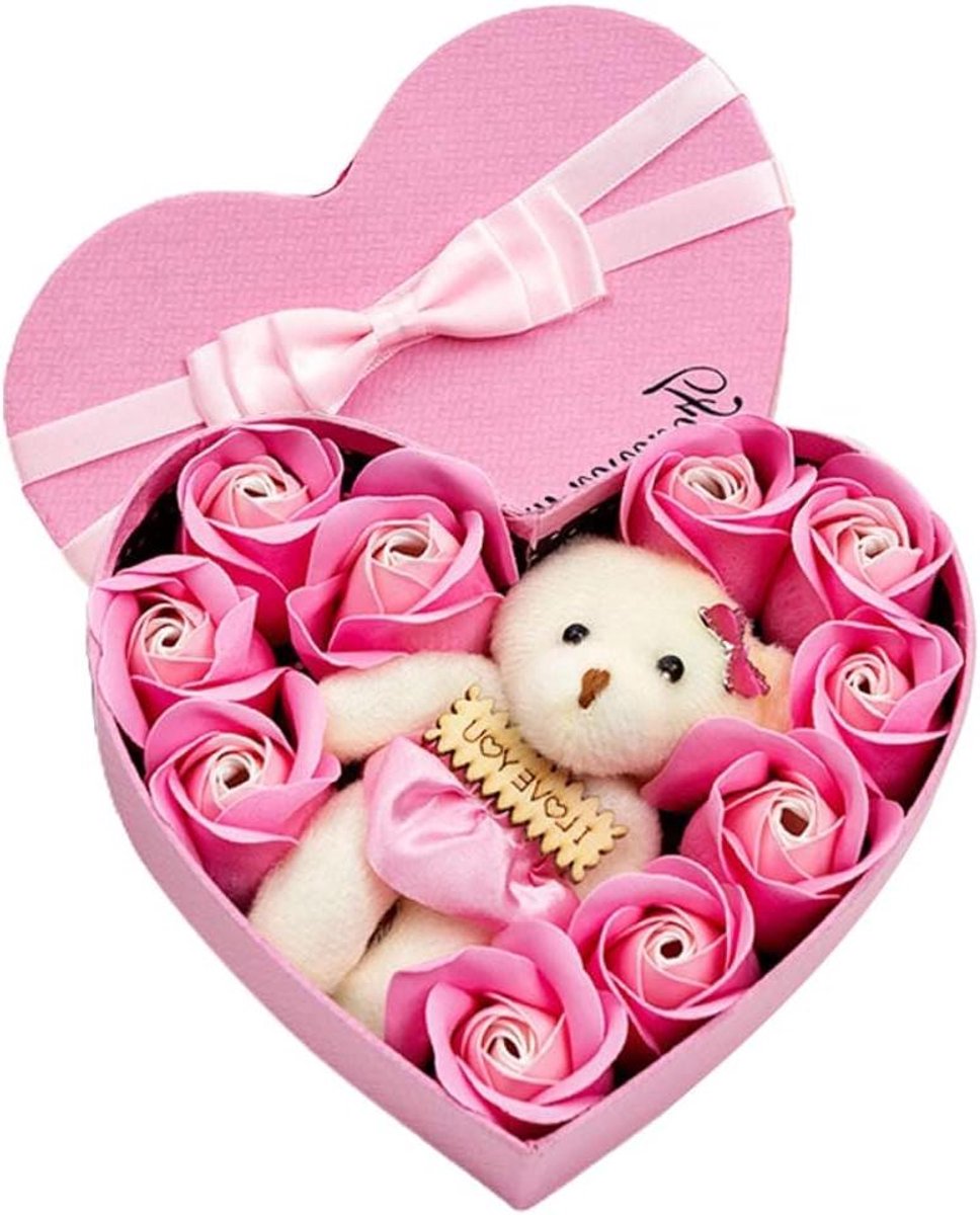 Zeep Roos Bloem Geschenkdoos - Rozenboeket Zeep - Luxe Badsessies - Levensechte Simulatie - 17 x 17 x 15.5 cm