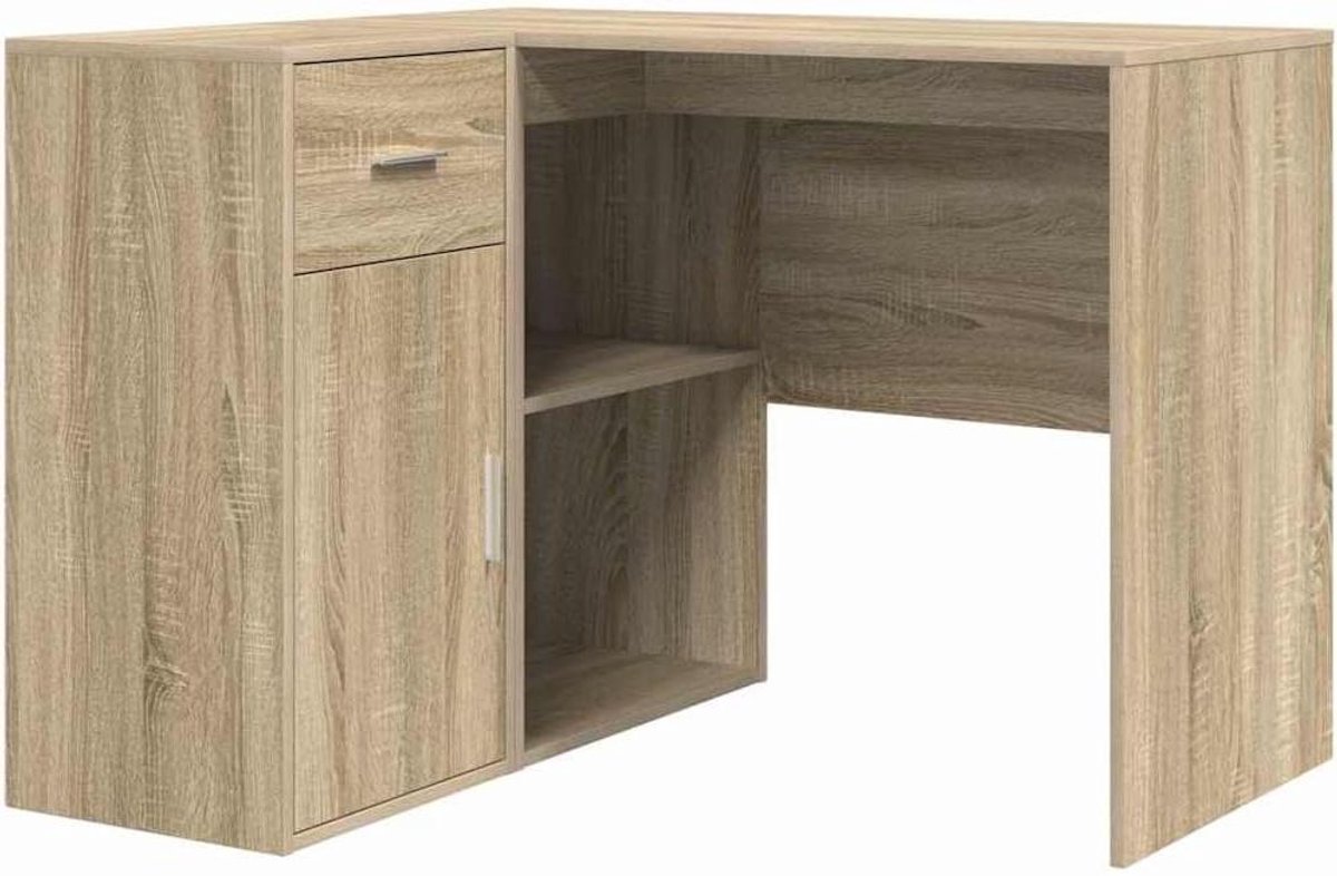 Hoekbureau met Opbergruimte - Schrijftafel Bureau - Thuiswerken Organiseren - Compact Hoekontwerp - 102 x 88 x 75 cm