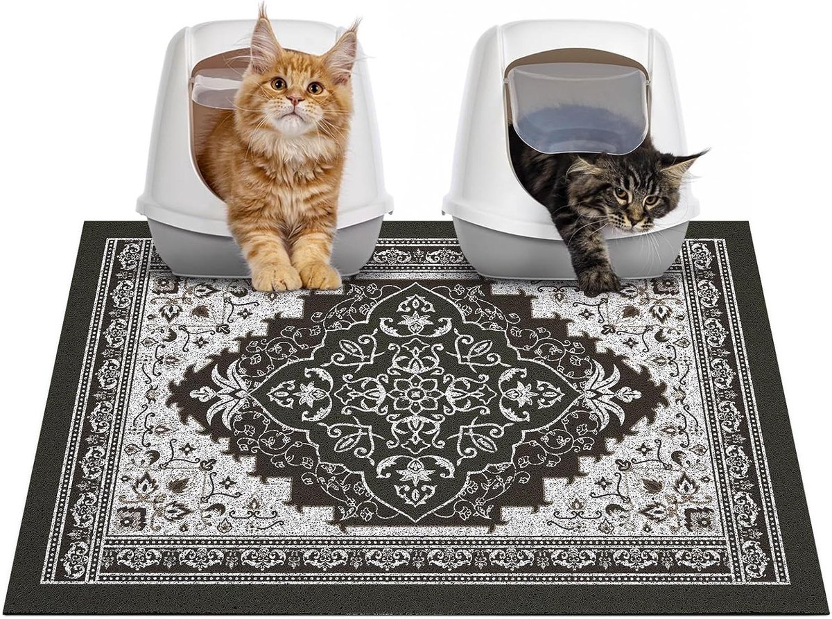 Kattenbakmat - Kattenstrooimat Vuilvangmat - Vloer Schoonhouden - Antislip Waterdicht - 85 x 57 cm - Grijs
