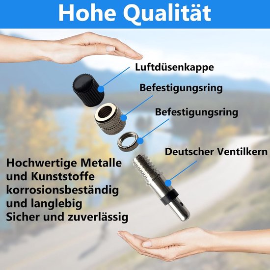 Fietsventiel Set - Ventielinzetstuk Reparatie - Fietsband Repareren - Compleet met Afdichting - 16 Delig - Zilver — afbeelding 5