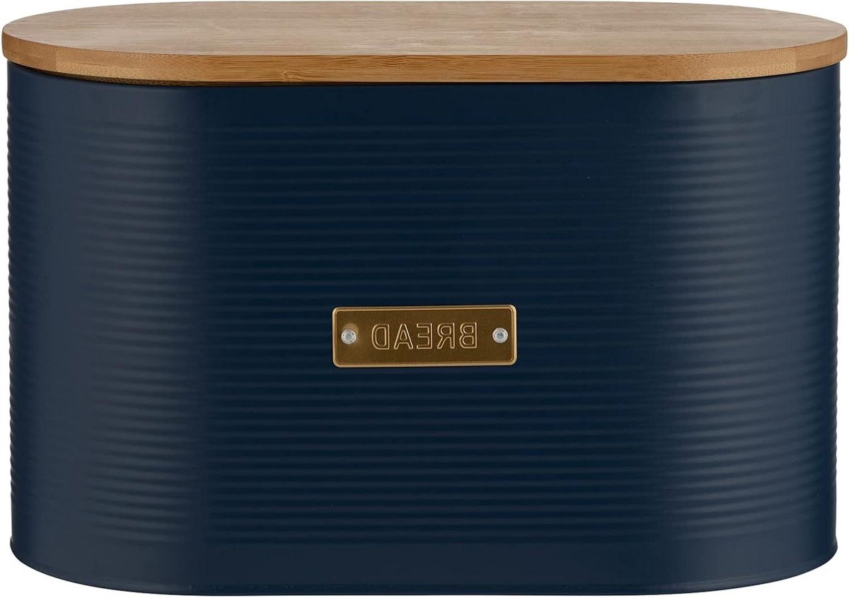 Broodbak - Broodtrommel Voedselbewaring - Brood Vers Houden - Gecoate Stalen Buitenkant - 10.5 Liter - Marineblauw
