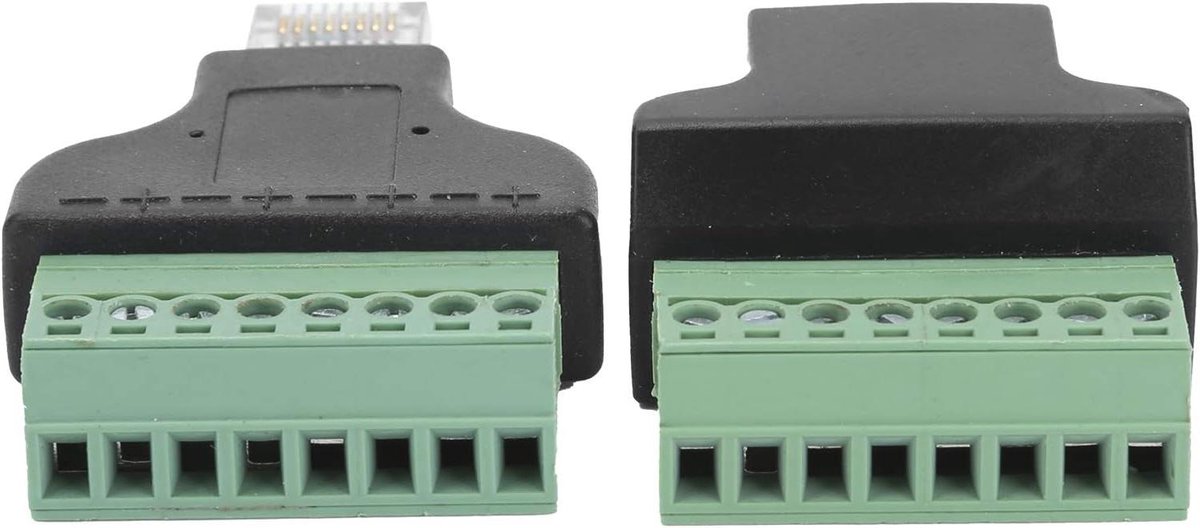 RJ45 Adapter Set - Netwerk Connector - Beveiligingscamera Installatie - Schroefklem Connectie - 2 stuks - Zwart