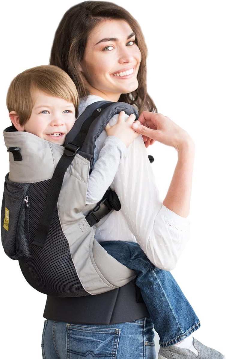 Draagzak Peuter - Kinderdrager Rugzak - Comfortabel Dragen - 3 Draagposities - 9-27 kg - Antraciet Zilver