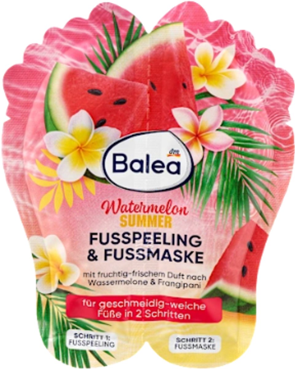 Balea Watermelon Summer 2-in-1 Voetscrub & Voetmasker | Exfoliërende & Intensief Verzorgende Voetverzorging - Limited Edition