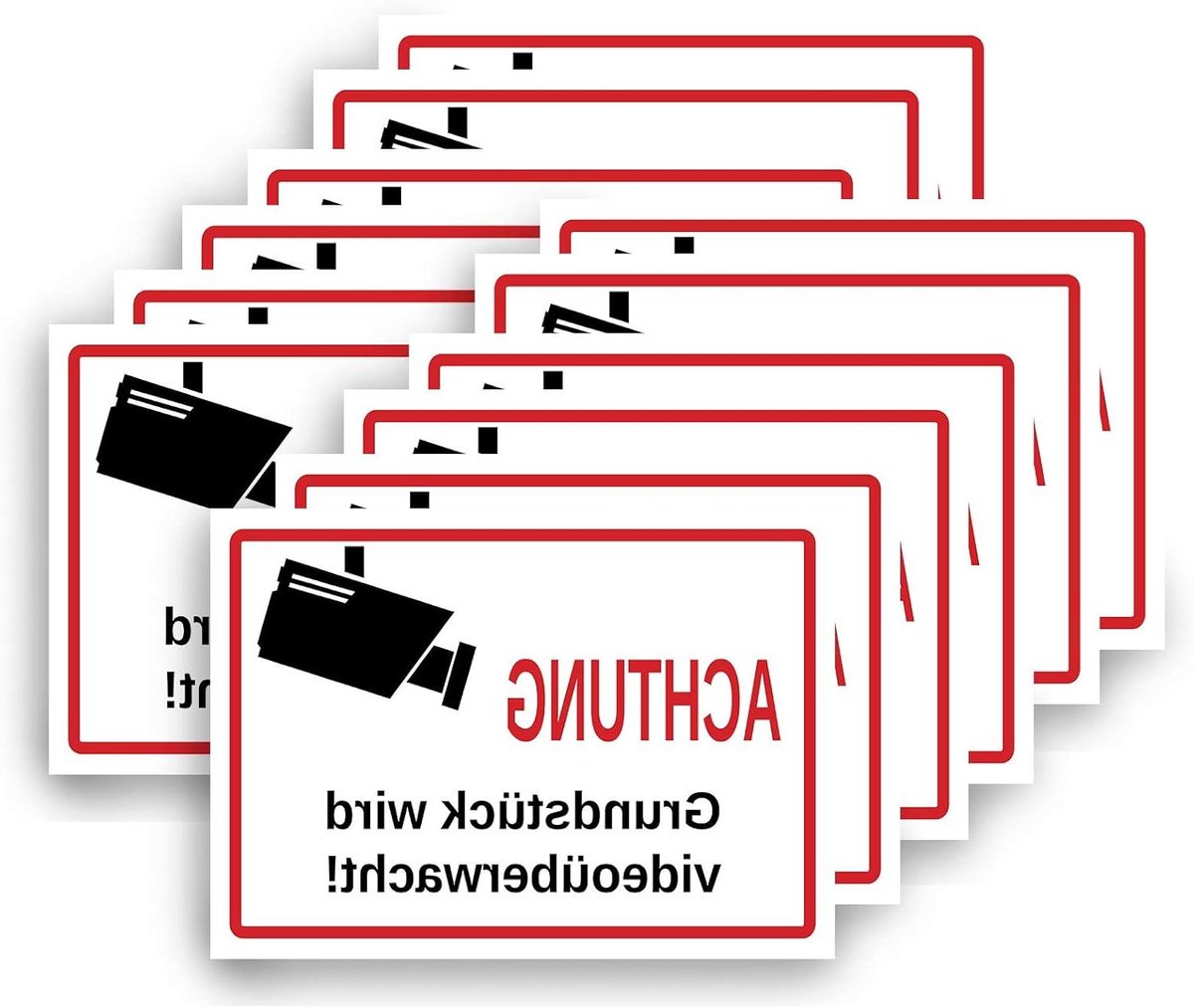Bewakingsbord Aluminium - Camerabewaking Bord - Veiligheid Aangeven - Met Stickers - 20 x 30 cm - Zilver