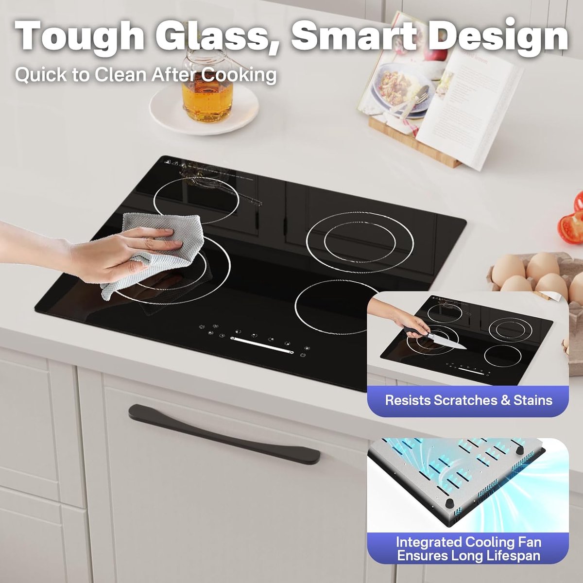 Keramische Kookplaat - Elektrische Kookplaat - Snel Koken - 4 Zones - 60 cm - Zwart