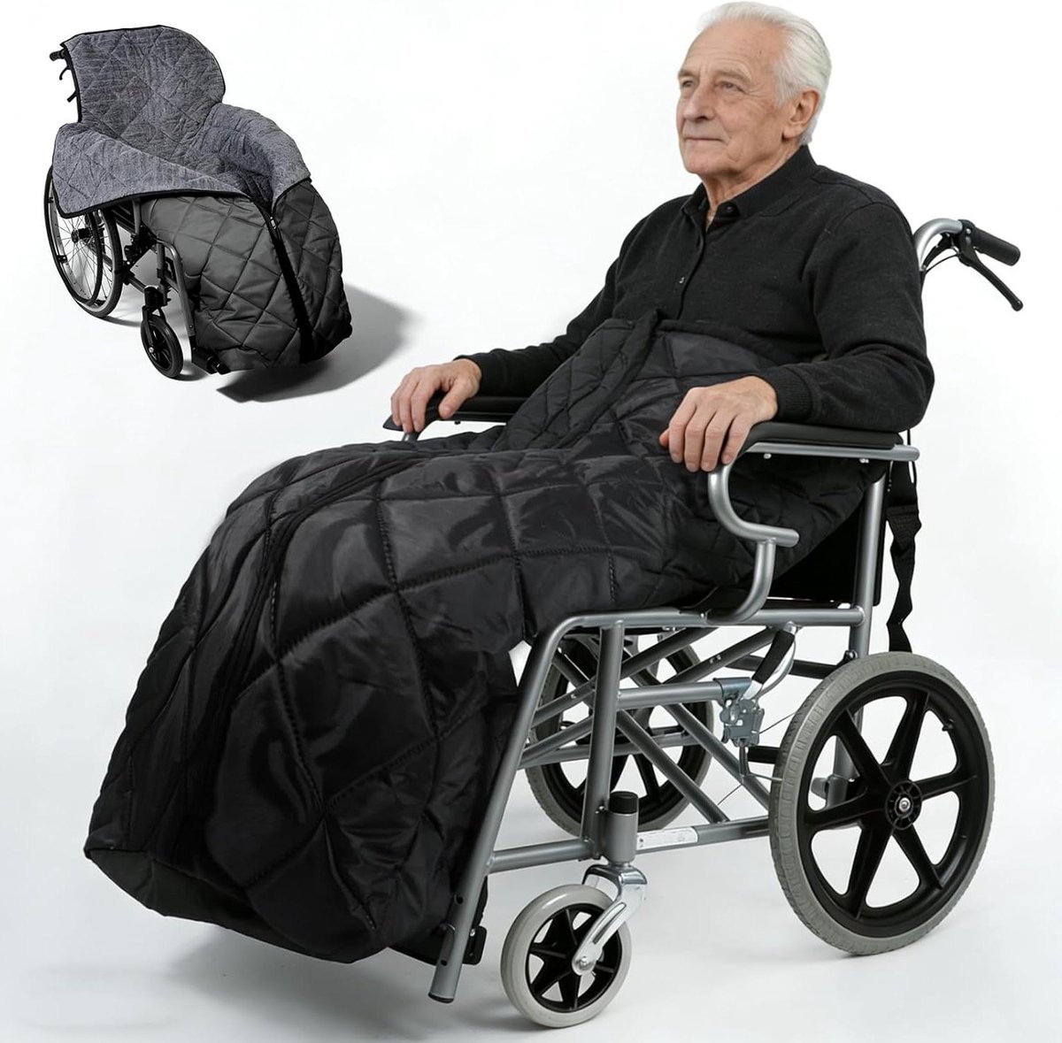 Rolstoeldeken - Voetenzak Rolstoel - Warm Blijven - Waterafstotend Materiaal - 34.6 x 27.7 x 11.7 cm - Grijs