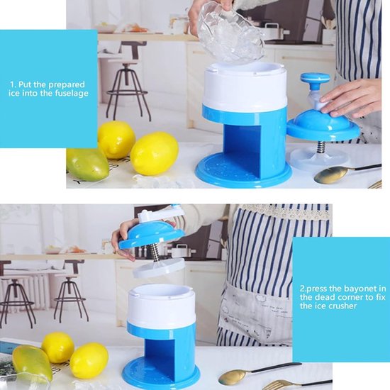 IJs Scheerapparaat - IJsmachine Sneeuwkegels - Zelfgemaakte Desserts - Handmatige Bediening - 27 cm - Blauw en Wit — afbeelding 2