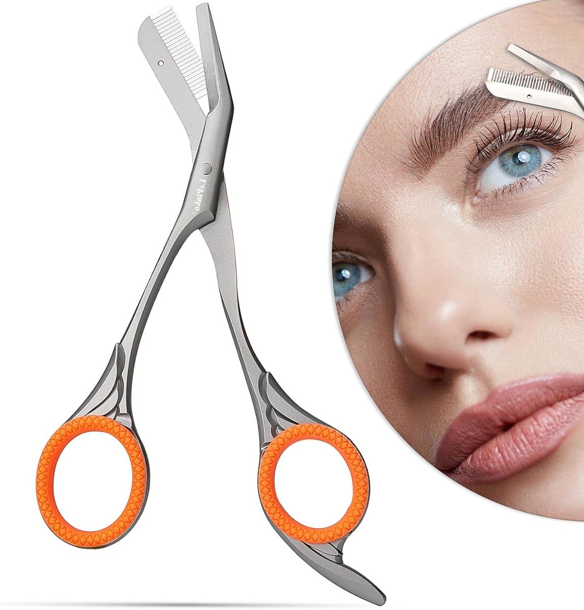 Wenkbrauwschaar met Kam - Gezichts Haar Trimmer - Gezichtsverzorging - Kam en Knip Gelijktijdig - 15 cm - Zilver