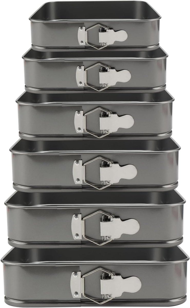 Taartvorm Set - Springvorm Bakvorm - Taarten Bakken - Lekvrij en Antiaanbak - 6 Stuks 18-29 cm - Zwart