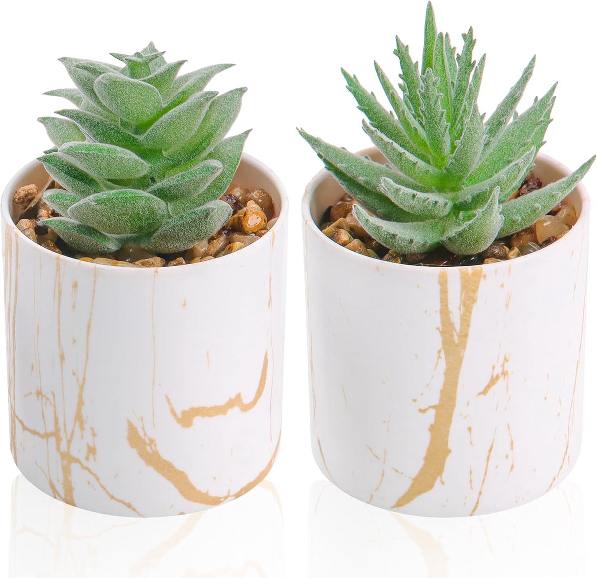 Rose Set van 2 vetplanten, kunstmatige mini-nepvetplanten, voor thuiskantoor, bureauaccessoires voor vrouwen