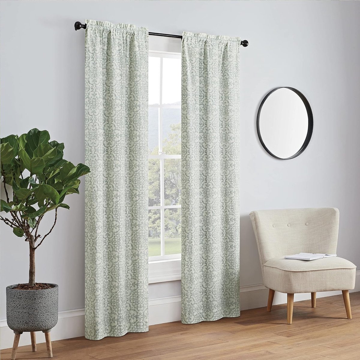 to Go 142 x 213 cm Rod Pocket Dubbel Paneel Privacy Raambehandeling Woonkamer, Polyester Katoen Blend, Groen, 56" B x 84" L (Pack van 2)