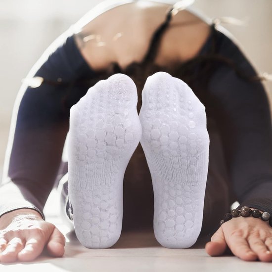 Sokken voor dames, antislip, pilatessokken, yogasokken, sportsokken met rubberen stippen, voor yoga, pilates, ballet, fitness — afbeelding 5