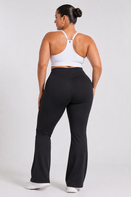 SparkNine Cozyflow legging - fleece voering - 3XL - plus size - zwart - hoge taille - flared fit - warm & zacht — afbeelding 5