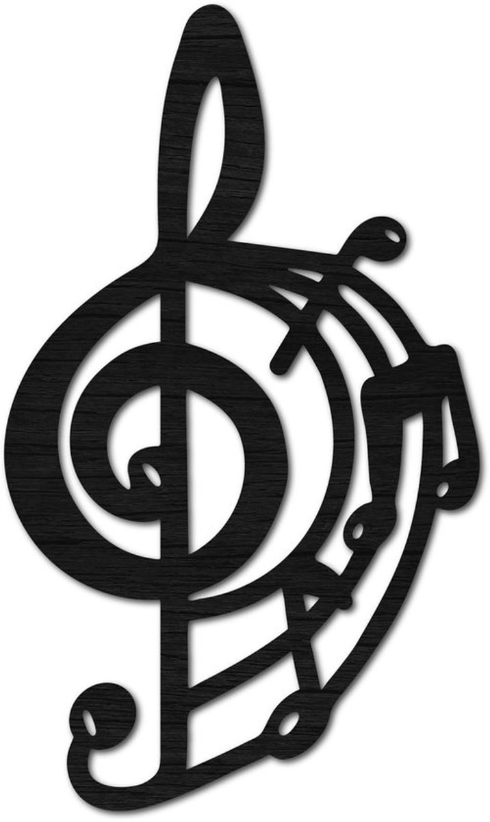 Store_7 - Muzikale noot muurkunst - Decoratief houten bord - Zwart