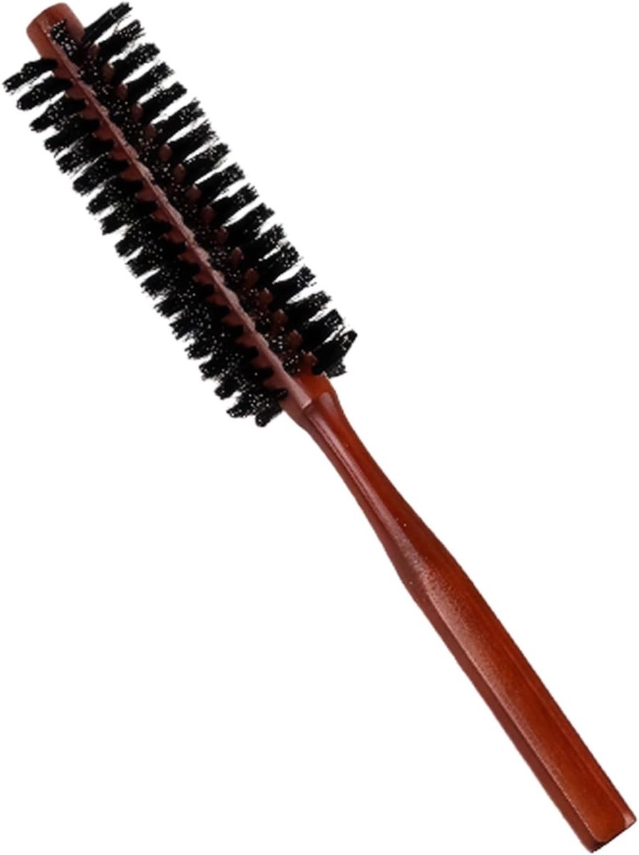 3,1 cm/1,2 Dia Kleine Ronde Haarborstel voor Dunne of Korte Haar Zwijnenharen Ronde Borstel met Houten Handvat Styling Krullende Haarborstel voor Vrouwen en Mannen Baard