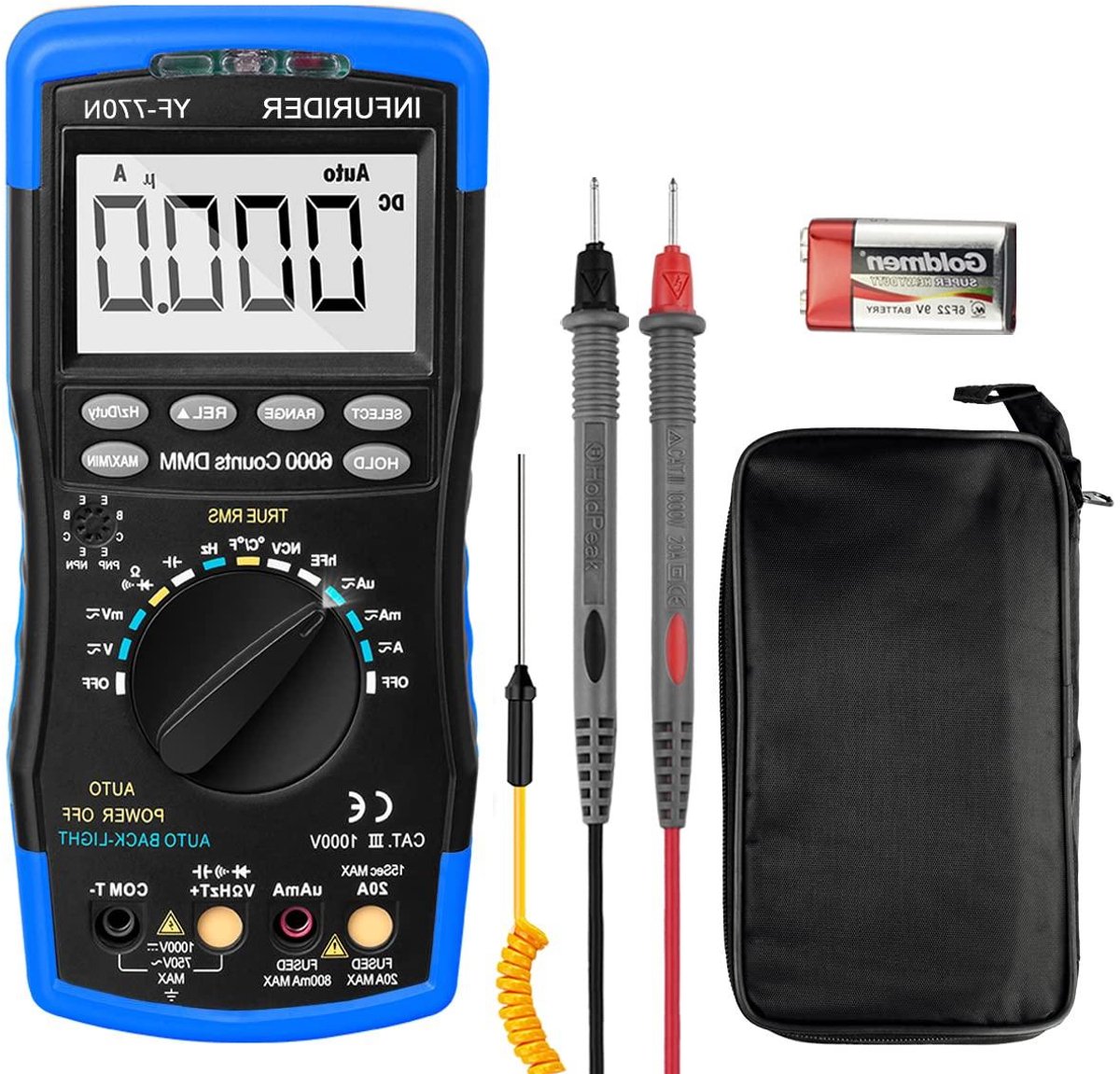 Digitale Multimeter - Spanning Tester - Elektrische Metingen - Automatische Bereikinstelling - 6000 Counts - Grijs