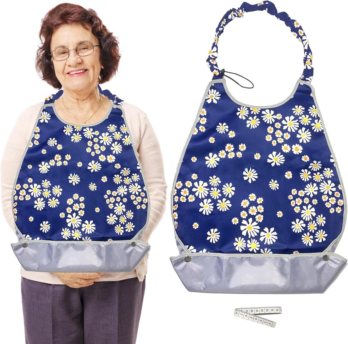 Beschermende Slabbetjes - Herbruikbare Slabbetjes - Eten Zonder Vlekken - Met Kruimelvanger - 80 x 42 cm - Donkerblauw