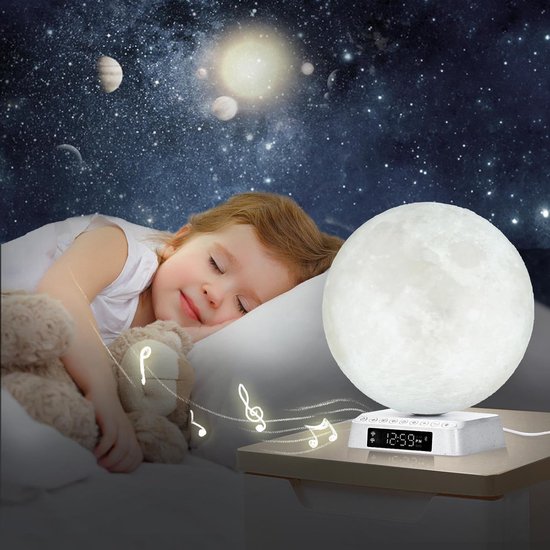 Wekker Maanlamp - Natuurlijk Wakker Worden - Ontspannen Ontwaken - Gesimuleerd Zonlicht - 20 cm Hoog - Mat — afbeelding 4