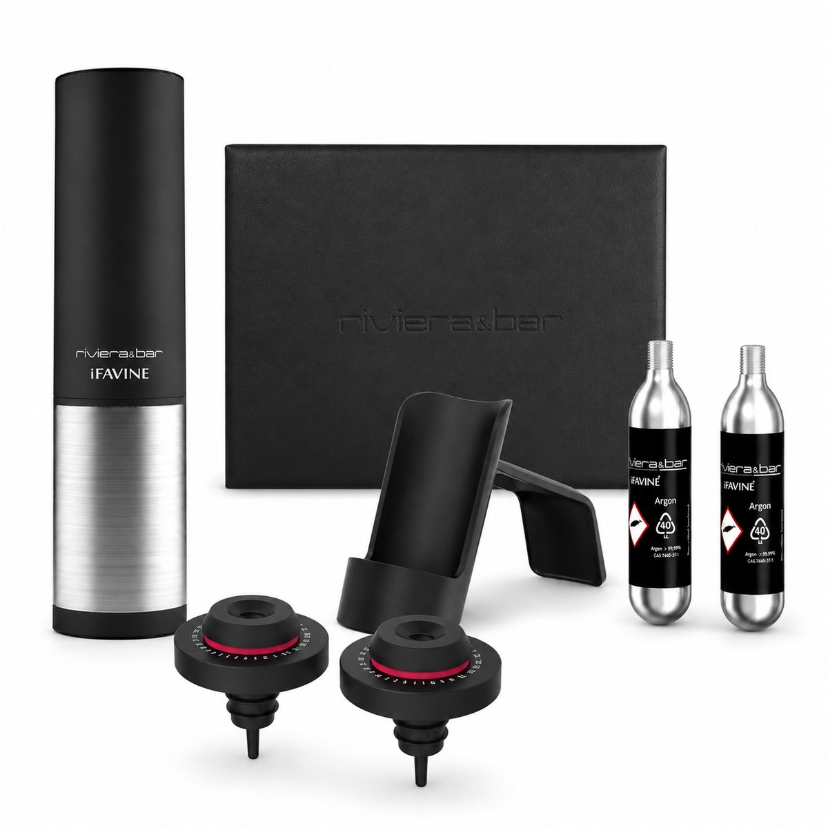 Ifavine riviera & bar 2 Wijnstoppers -2 Argonpatronen - Wine Preserver - Gift Box - BVG350