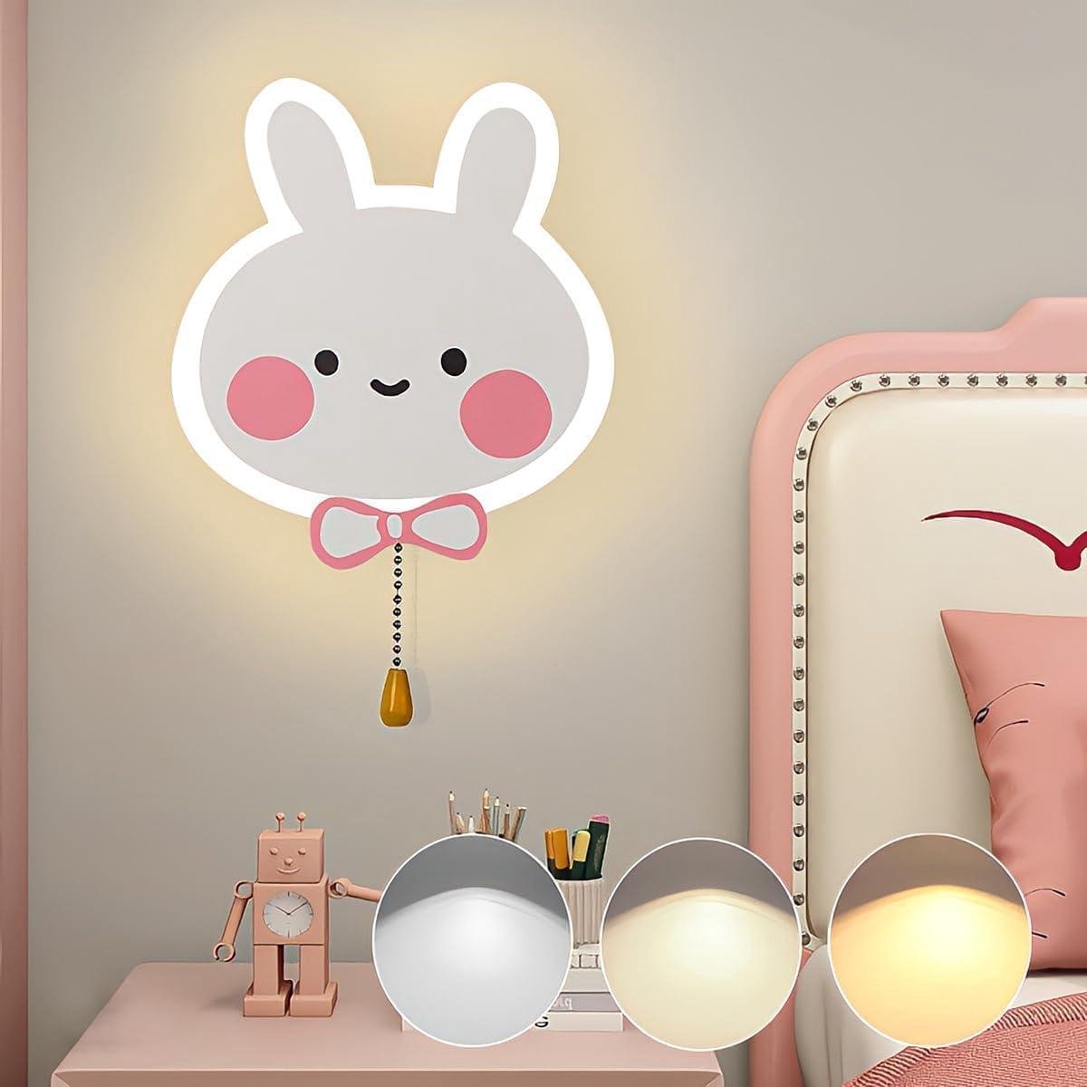 Kinderen Wandlamp - Nachtlampje Dieren - Sfeer Verlichting - Drie Kleuren Dimbaar - 20 x 18 cm - Roze