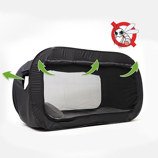 Bed Tent - Slaapcabine - Privacy Creëren - Volledig Afgesloten - 190x90x100 cm - Zwart — afbeelding 3