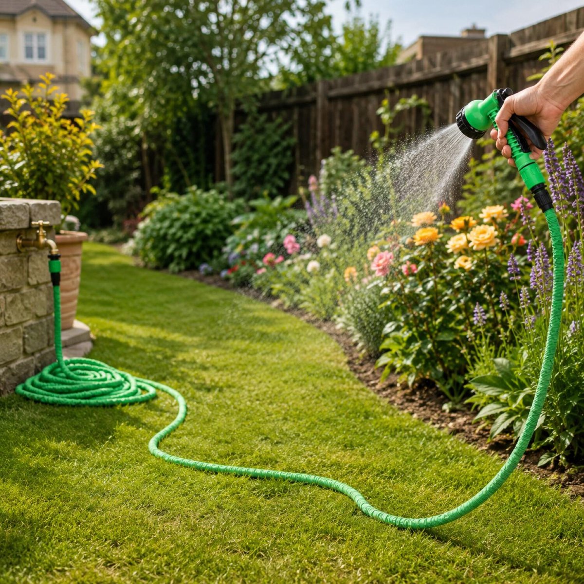 Pro Garden Uitrekbare tuinslang - tot 10 meter - flexibel - met broeskop - groen – foto 4