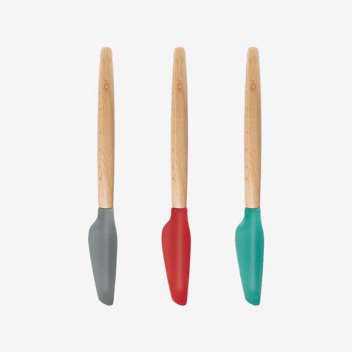 Dotz spatel met beuken handvat rood; grijs of aquablauw 27cm prijs 1 stuk