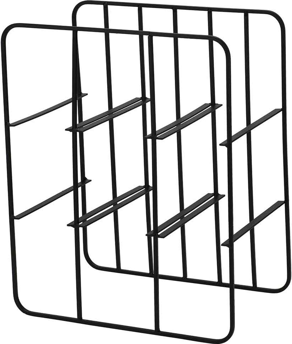 Cosy @ Home Wijnflesrek Zwart 30x20xh37cm Metaal