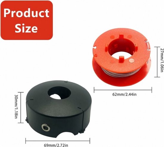 3 spoelen + 1 dop - Spoelen voor grasmaaien - Compatibel met Bosch Art 23 26 30 Easytrim en geschikt voor Combitrim, geschikt voor Pro-Tap automatische oprollers, zacht snoer, 8 meter x 1,6 mm - geschikt voor F016L71088 dop — afbeelding 5