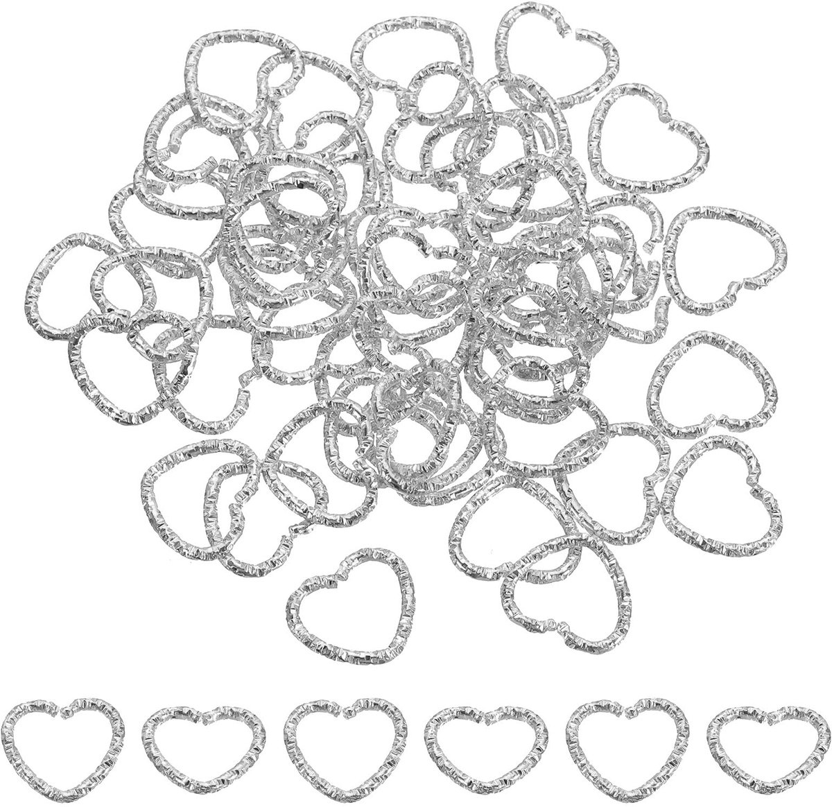 Springringen, 14 mm gevlochten connectoren in hartvorm voor het maken van sieraden, halskettingen, armbanden, knutselwerk, witgoud