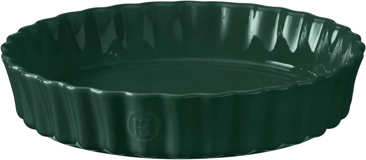 Hoge taartvorm - Taartschaal quiche - Hartige taarten bakken - Krasbestendig email - 28 cm - Cedergroen