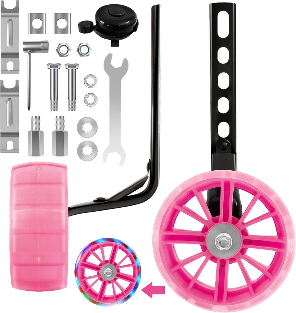 Steunwielen Kinderfiets - Trainingswielen - Fietsen Leren - Stille Rubber Wielen - 12-20 Inch - Roze