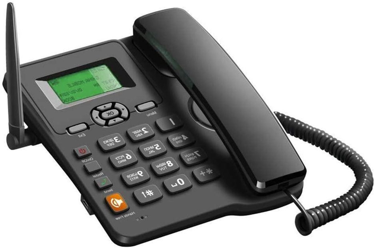 Draadloze Bureau Telefoon - Vaste Telefoon - Thuis Bellen - Dubbele Simkaart - 25 x 20 cm - Zwart