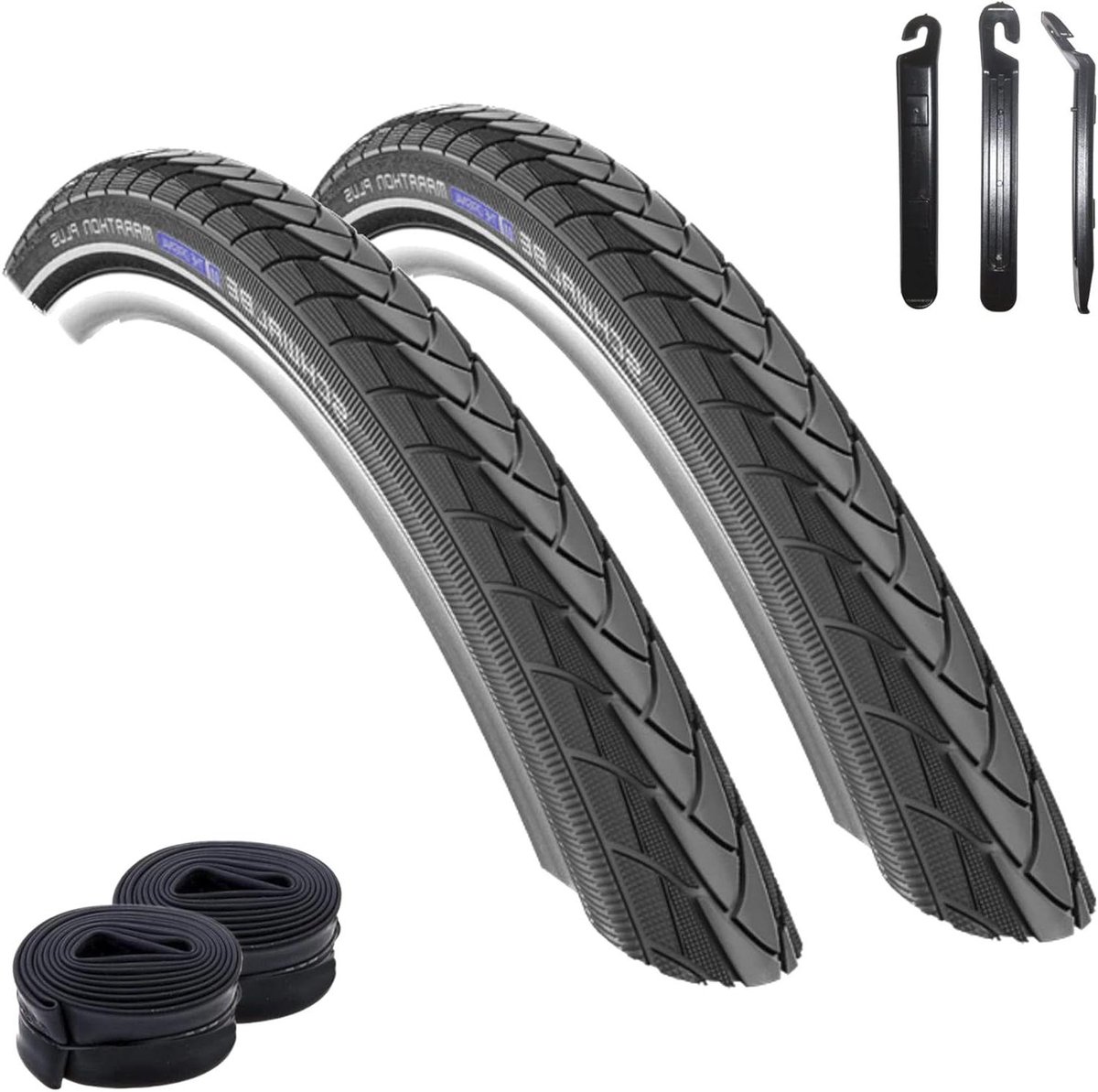 Fietsbanden Set - Banden en Binnenbanden - Veilig Fietsen - Reflecterende Streep - 28 Inch - Zwart