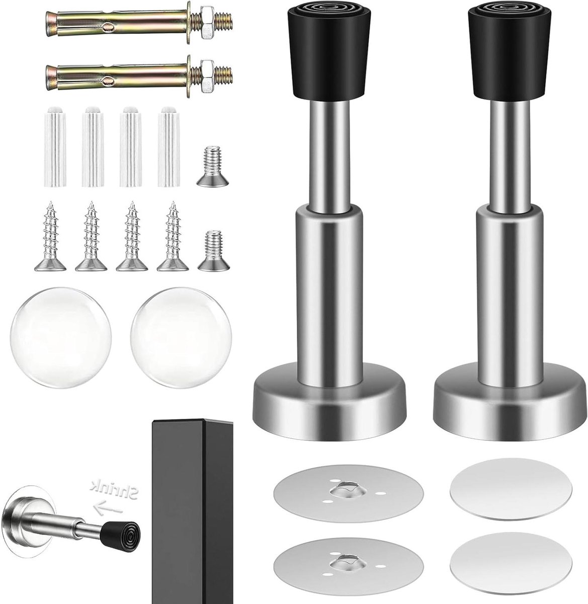 Verstelbare Deurstoppers - Deur Bumpers - Muren Beschermen - Hydraulische Demping - 8.9-10.2 cm - Zwart