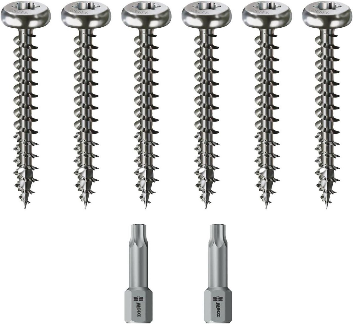 Houtschroevenset - Schroeven set Metaalschroeven - Houtverbindingen maken - Volledige schroefdraad - 6 maten 1200 stuks - Zilver
