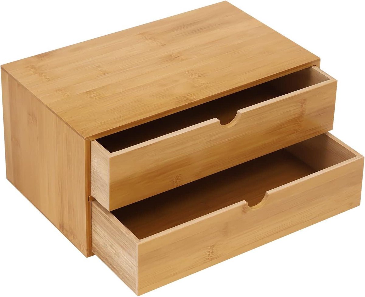 Bureau ladebox - Bureau organizer - Bureau opruimen - Gemaakt van bamboe - 34 x 20 x 18 cm - Bruin