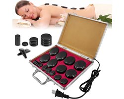 Hot Stone Massage Set - Hete Stenen Massage - Spierontspanning Bevorderen - Echte Basaltstenen - 21 Stenen - Zwart
