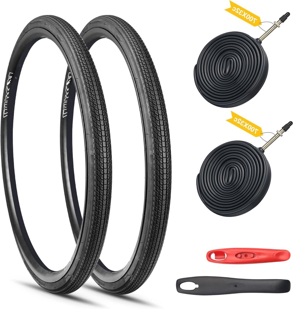 Fietsbanden Set - Banden en Binnenbanden - Fietsen Onderhoud - Inclusief Bandenlichters - 700x35c - Zwart