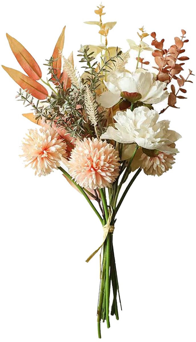 Zijden bloemen, roze-wit met groen, decoratie voor bruiloft en thuis