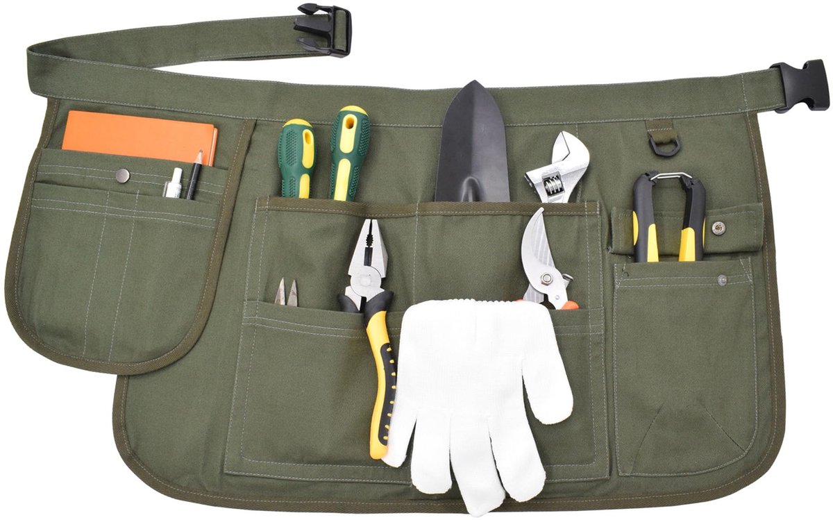Tool schort Canvas schort korte Multifunctionele zak Opslag Riem Gesp Verstelbare Tuin Vrouwen Zwart CFG003, Groen, Eén maat