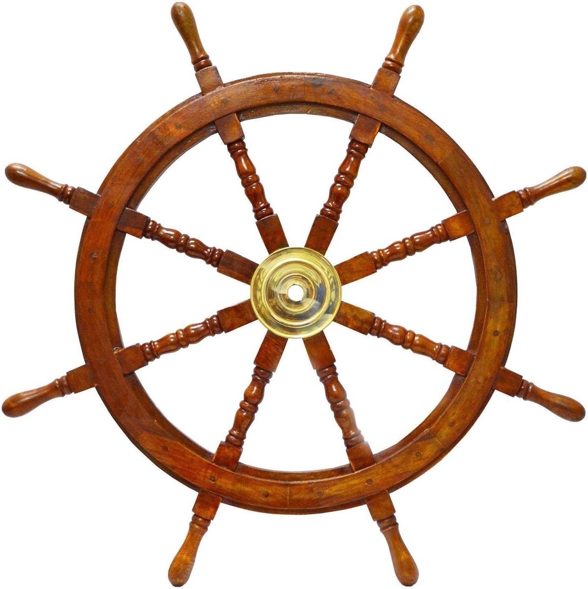 Houten Scheepsstuurwiel - Scheepsdecoratie Wiel - Nautische Decoratie - Massief Palissander Hout - 91 cm Diameter - Bruin
