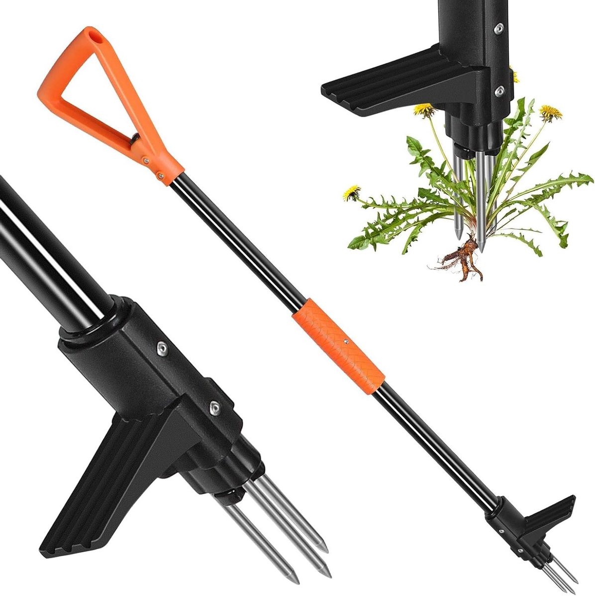 Onkruidtrekker - Wiedertrekker Weger - Onkruid Verwijderen - Ergonomische Handgreep - 97.5 cm - Oranje