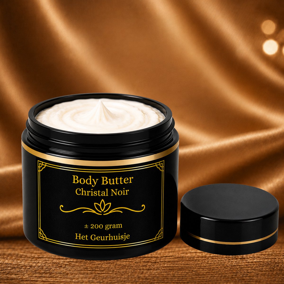 Luxe Voedende Body Butter 200 g – Cristal Noir – Voor een Zijdezachte Huid – Handgemaakt & Dierproefvrij