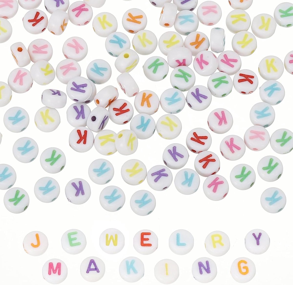 Kralen, 100 stuks regenboog letterkralen, acryl bedels voor ambachtelijke vriendschap armbanden sieraden maken, 4 x 7 mm, letter K