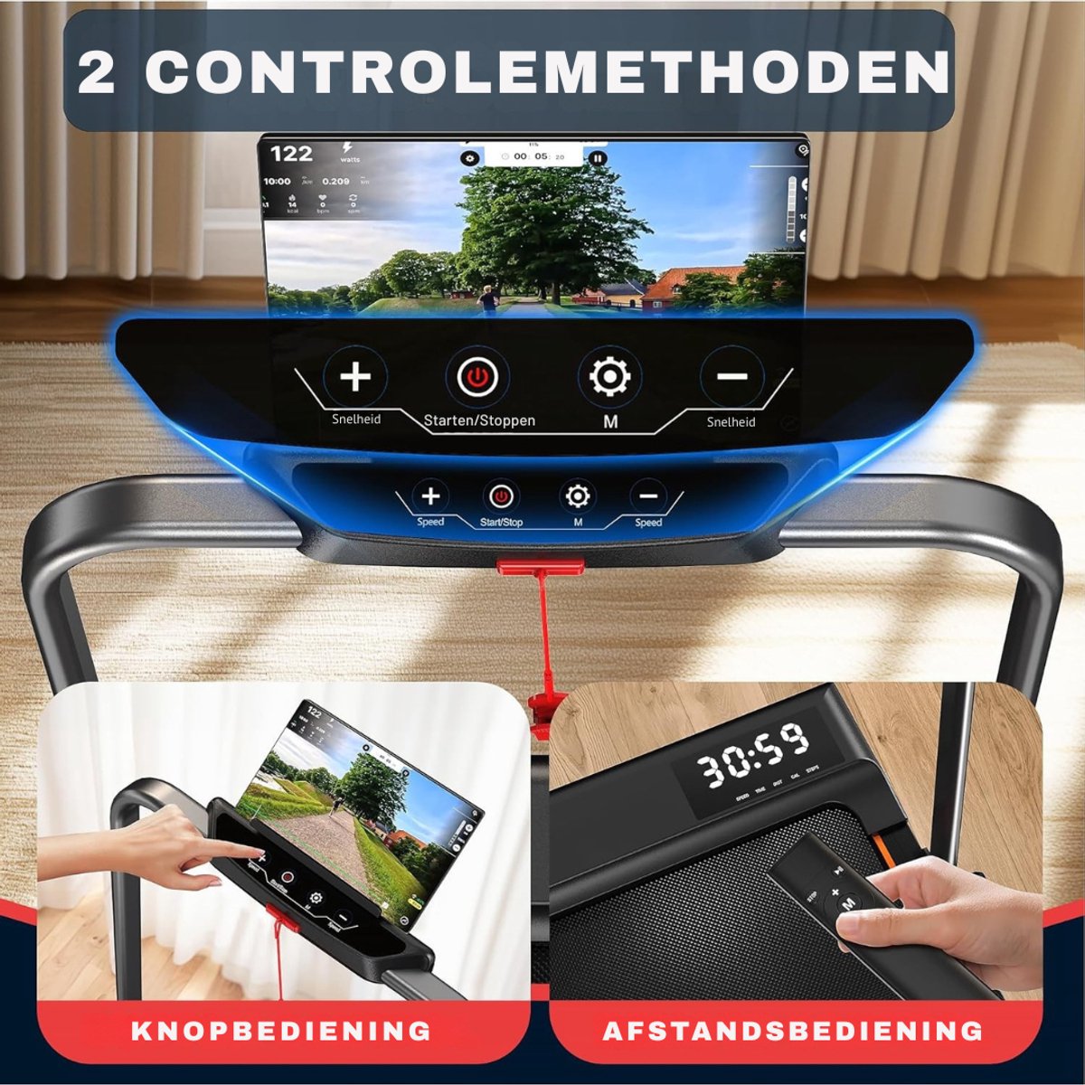 KAD® Loopbanden Voor Thuis - Compacte Hardloopband - Fitnessapparatuur voor Thuisgebruik - Zwart - 112cm x 57cm x 94cm thumbnail 4