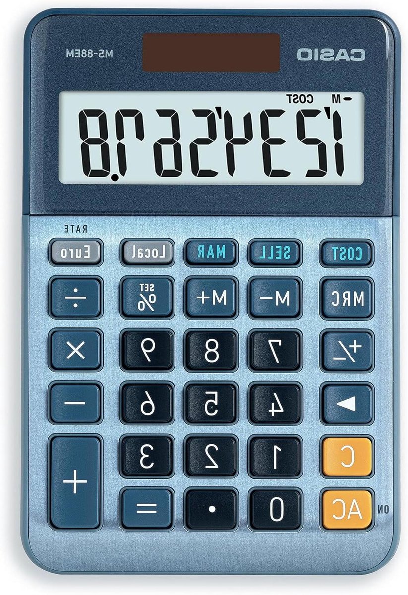 Rekenmachine Valutaomrekening - Kassarekenmachine Kantoor - Valuta Omrekenen - Dubbele Stroomvoorziening - 8 Cijfers - Blauw
