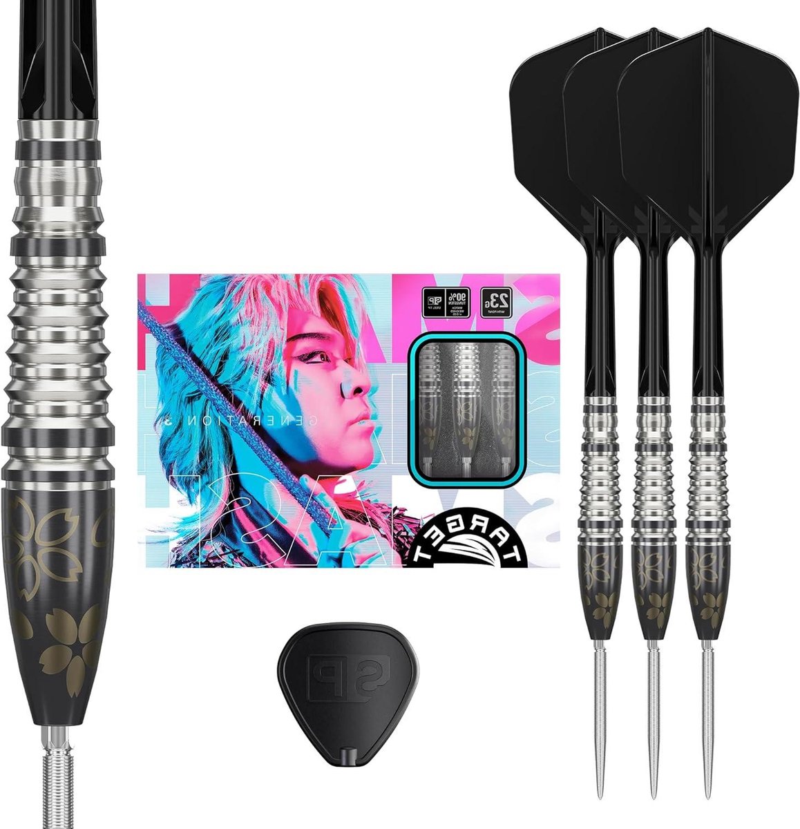 Stalen Darts - Wolfraam Darts - Precisie Werpen - Geïntegreerd K-Flex Systeem - 23G - Zwart & Zilver