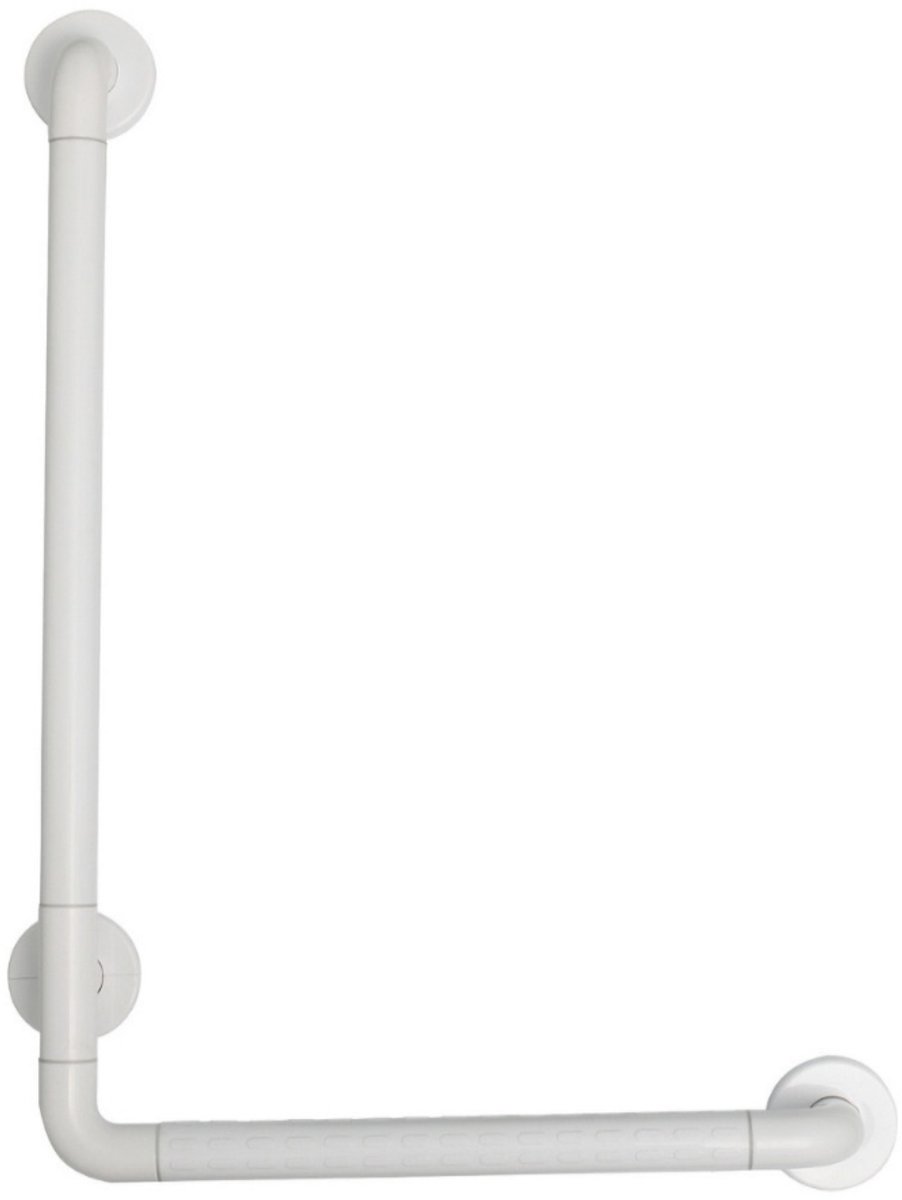 Wandbeugel - met witte rubberen ring - L-vormige multifunctionele douchebeugel - antislip - badkamerbeugel - geschikt voor badkamers en doucheruimtes - veiligheidsbeugel - roestvrij staal - draagvermogen 300 kg - 40*60 cm - wit